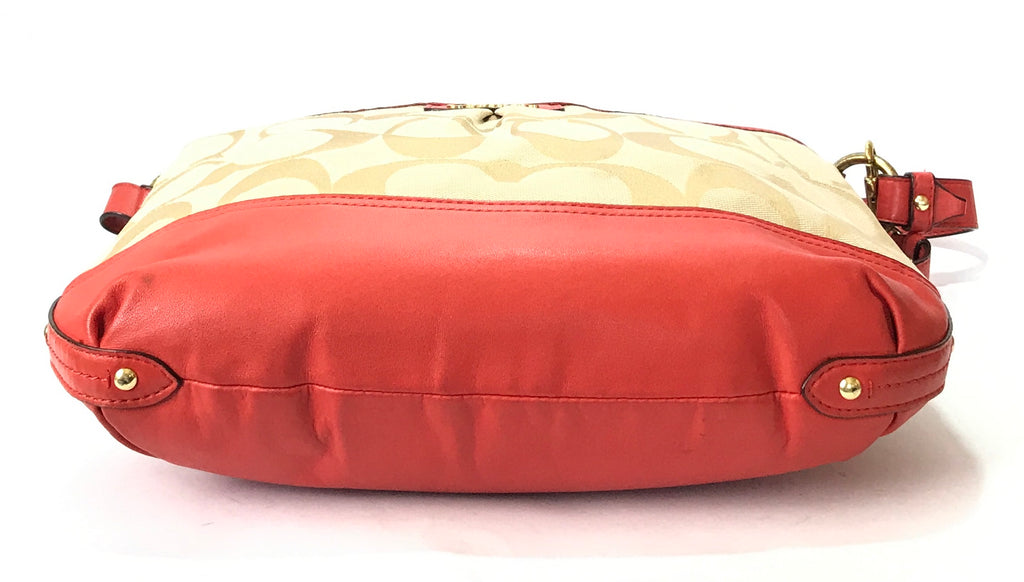 Coach Monogram Canvas & Red Leather Shoulder Bag | Pre Loved |