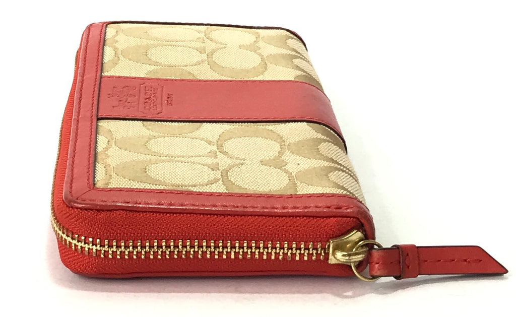 Coach Beige Monogram Canvas & Leather Trim Wallet | Gently Used |
