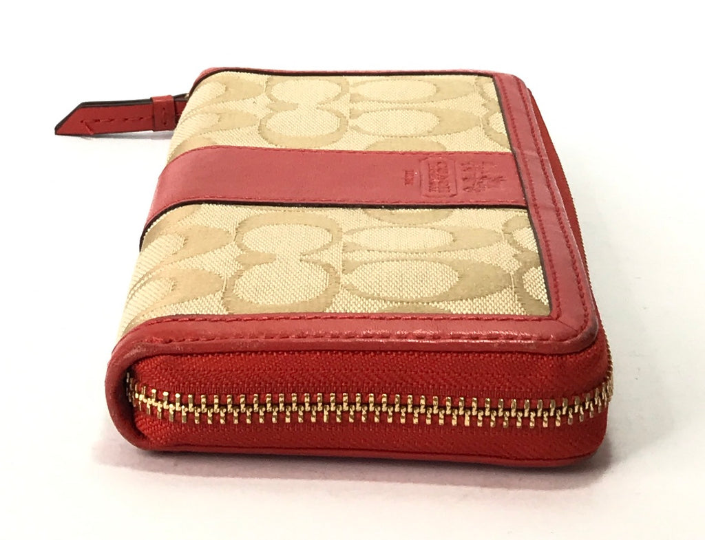 Coach Beige Monogram Canvas & Leather Trim Wallet | Gently Used |