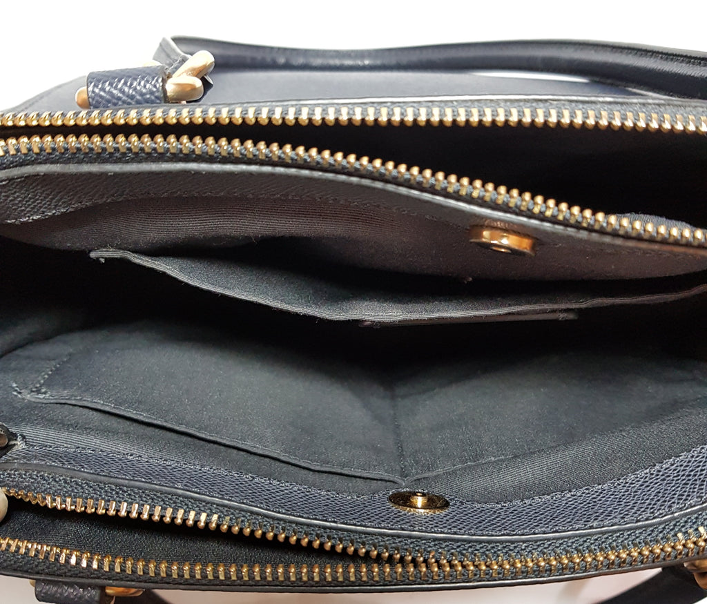 Coach Navy Pebbled Leather Satchel | Pre Loved |