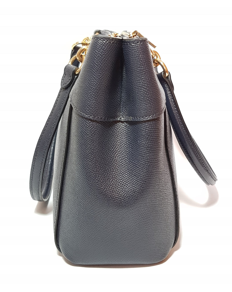 Coach Navy Pebbled Leather Satchel | Pre Loved |