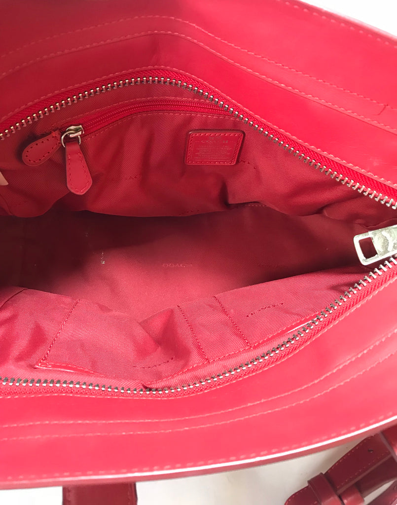 Coach Red Pebbled Leather Tote Bag | Gently Used | - Secret Stash