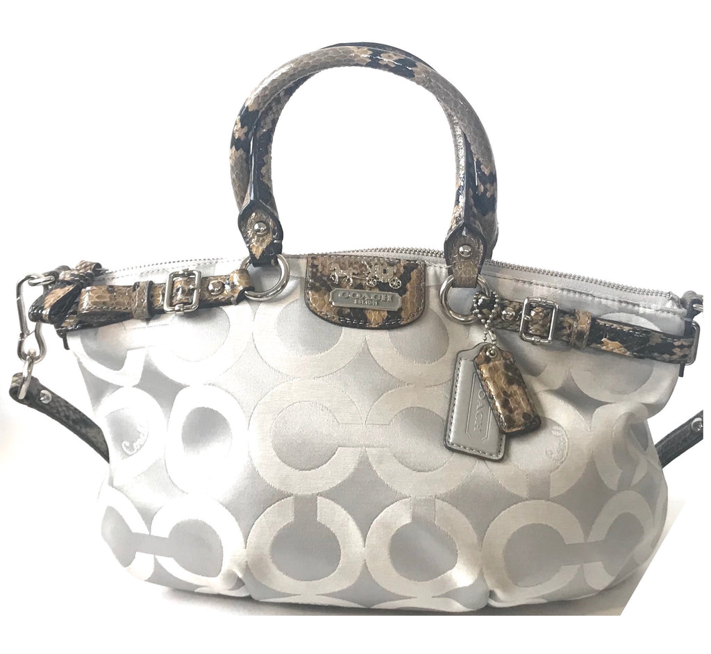 Coach Signature Collection Grey Canvas with Leather Trim Tote Bag | Gently Used | - Secret Stash