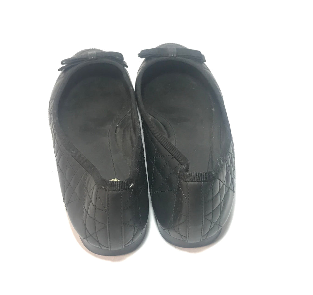 Christian Dior Quilted Black Leather Ballet Flats | Gently Used | - Secret Stash