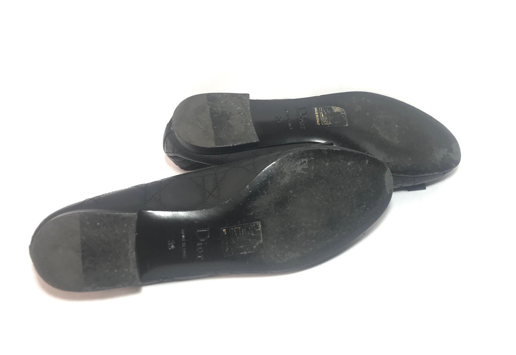 Christian Dior Quilted Black Leather Ballet Flats | Gently Used | - Secret Stash