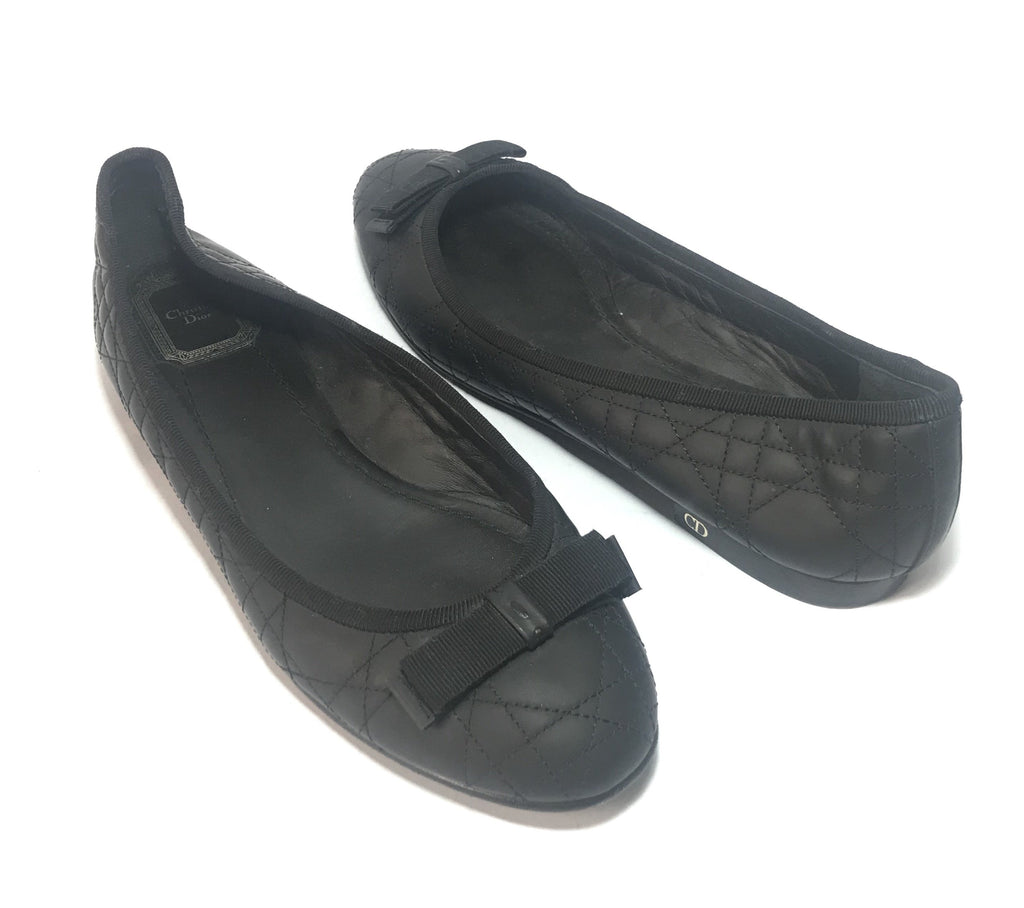 Christian Dior Quilted Black Leather Ballet Flats | Gently Used | - Secret Stash