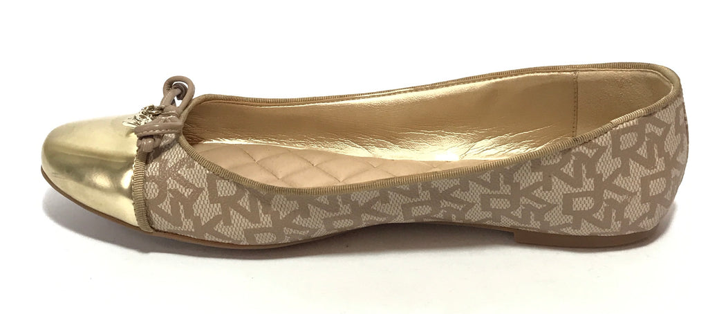DKNY Monogrammed Canvas and Leather Ballet Flats | Gently Used |