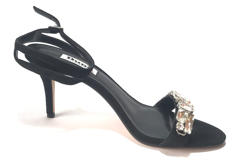DUNE Black Suede Diamante Rhinestone Heels | Like New |