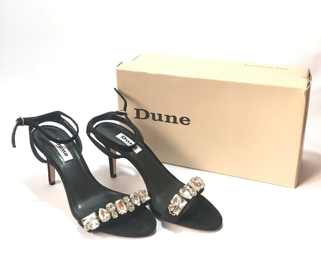 DUNE Black Suede Diamante Rhinestone Heels | Like New |