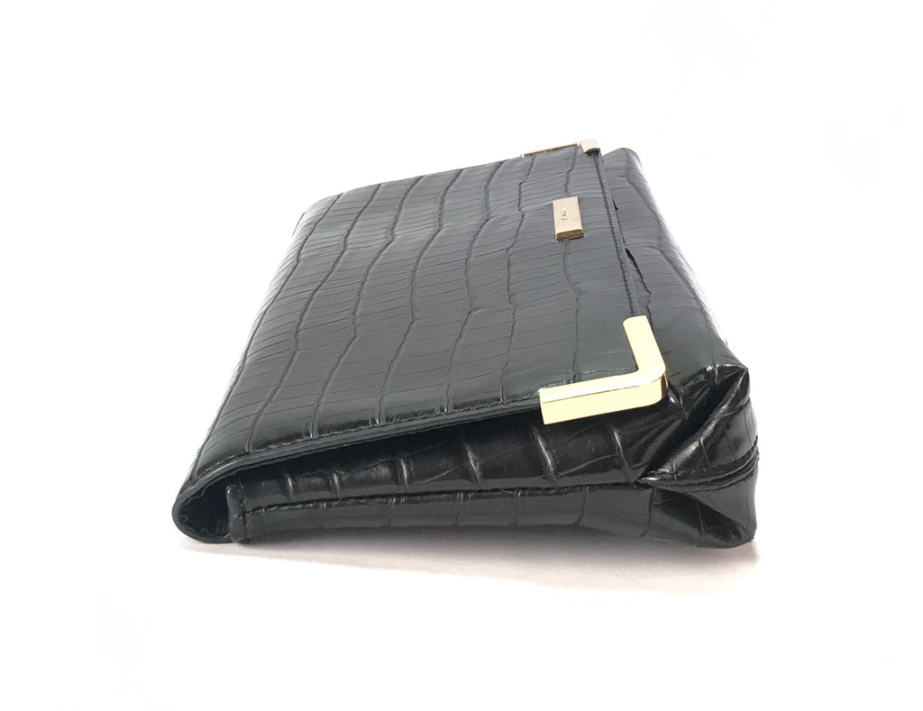 DUNE Croc Print Black Clutch | Pre Loved |