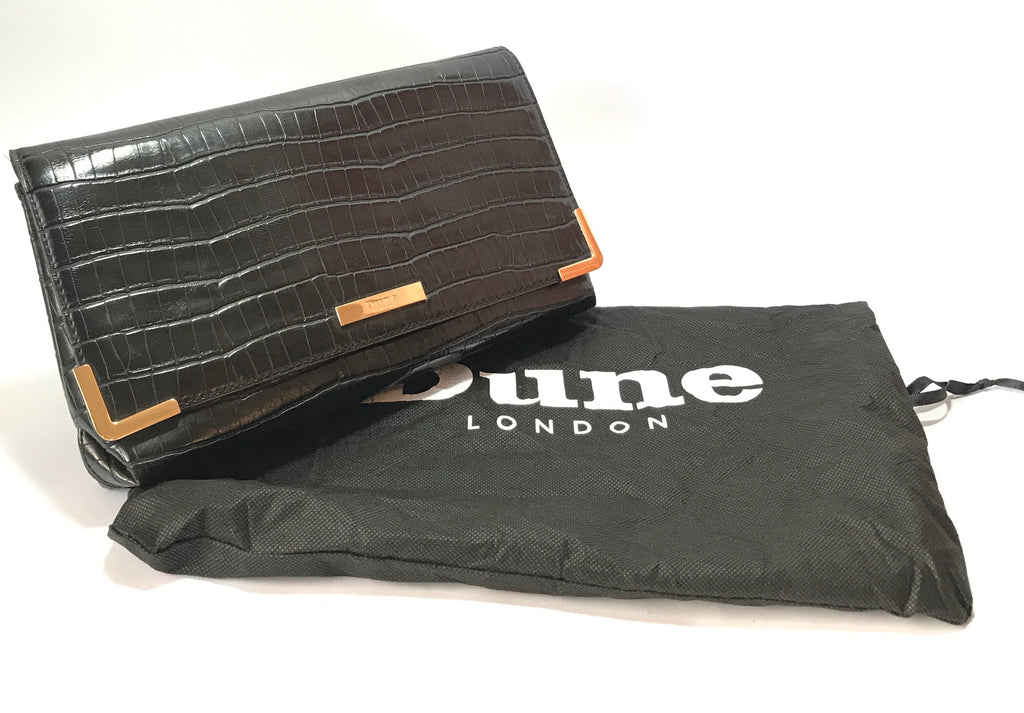 DUNE Croc Print Black Clutch | Pre Loved |