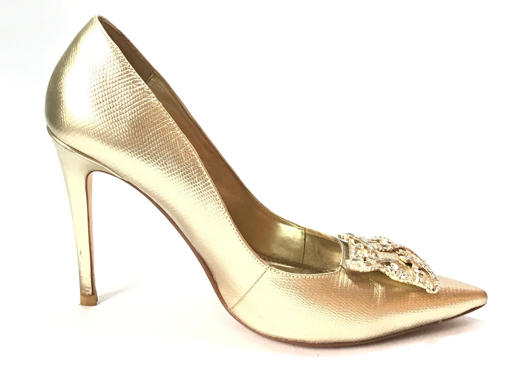 DUNE Gold 'Breanna' Jewel Heels | Pre Loved |