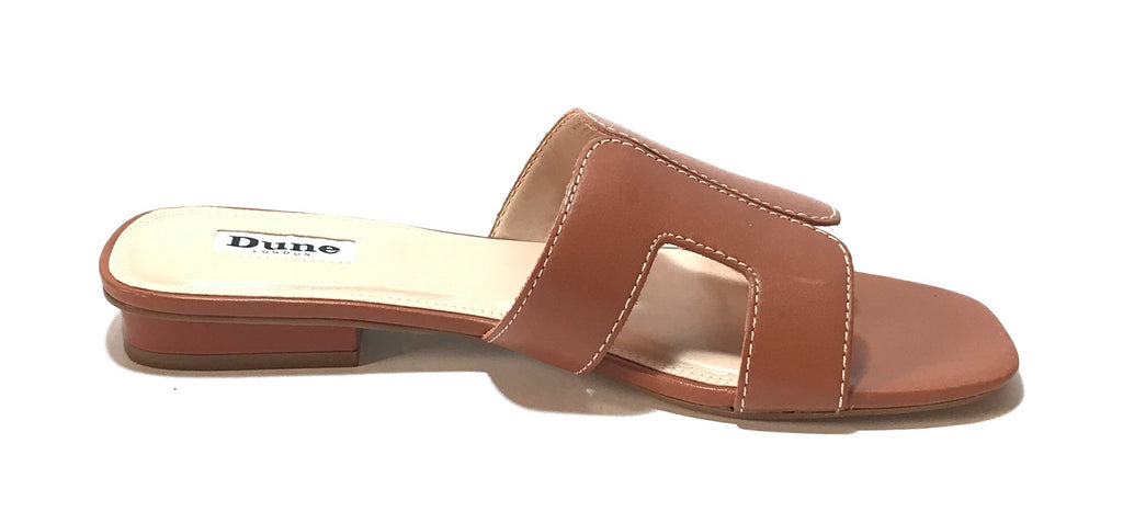 DUNE 'LOUPE' Tan Leather Sandals | Brand New |