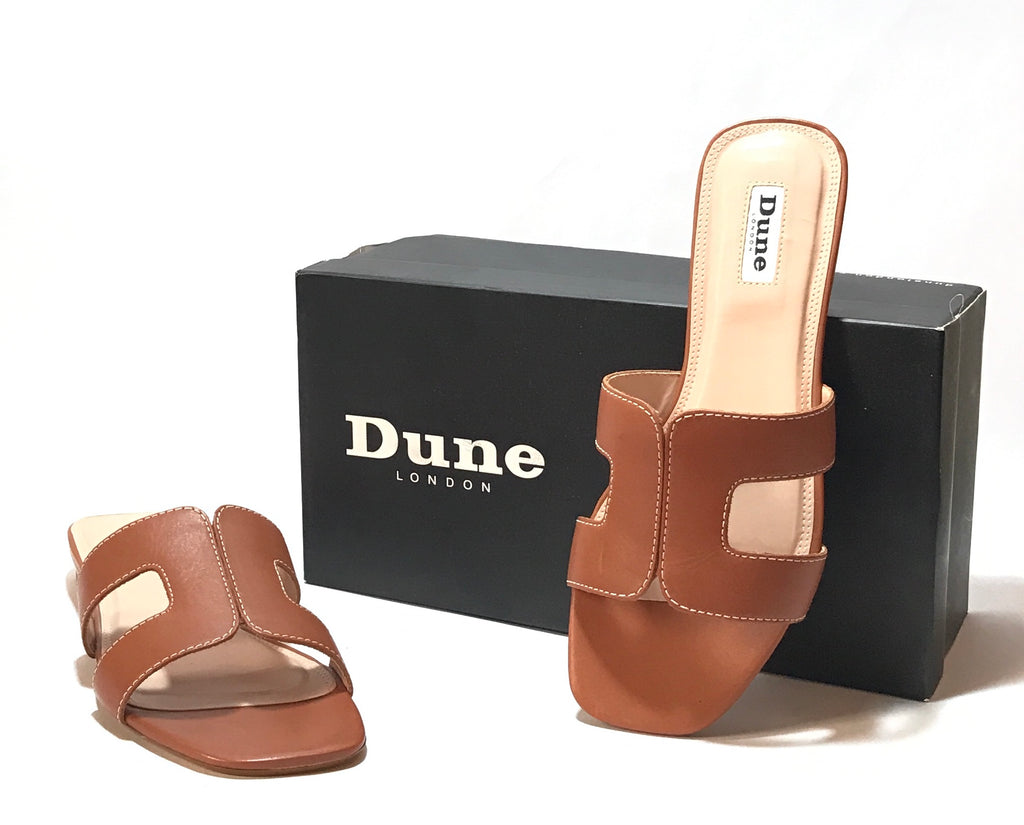 DUNE 'LOUPE' Tan Leather Sandals | Brand New |