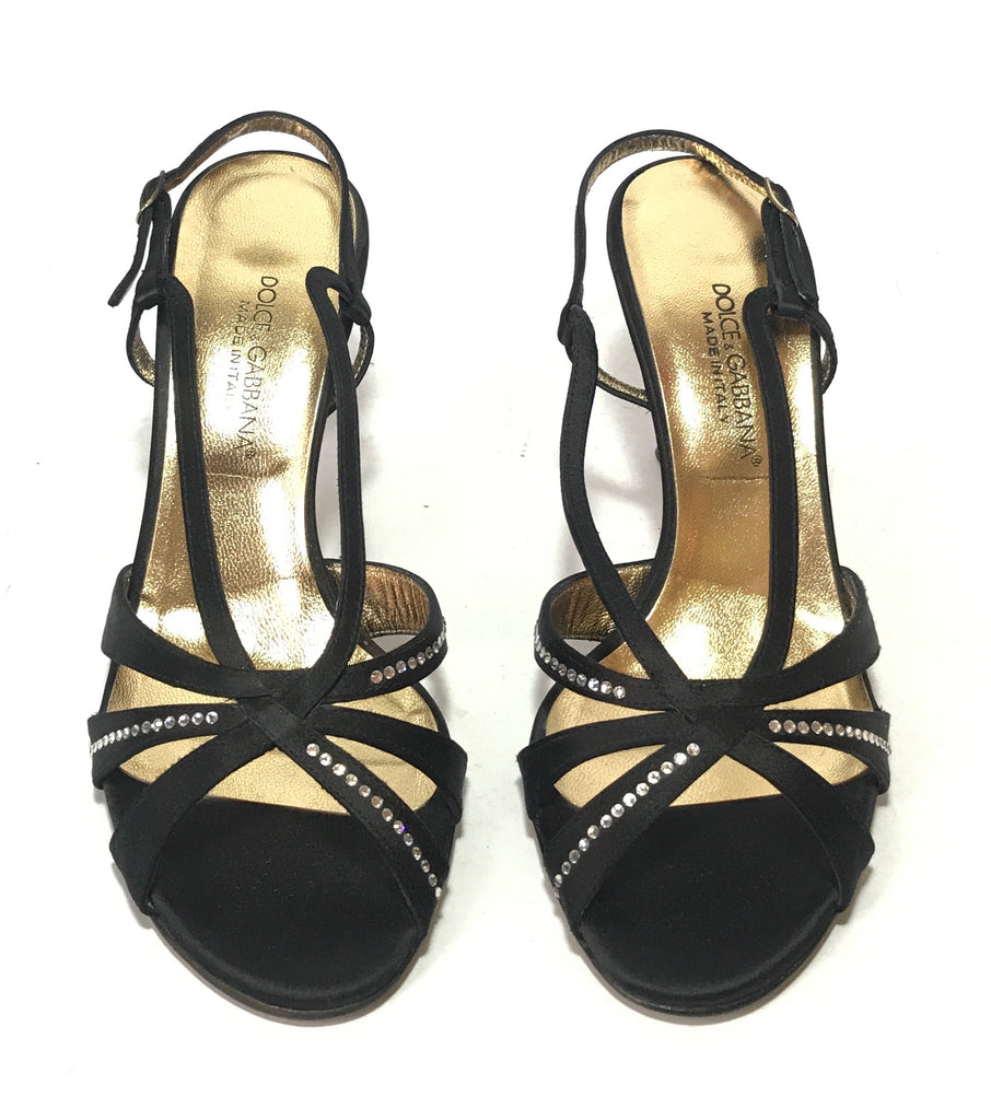 Dolce & Gabbana Black Rhinestone Satin Heels | Gently Used |