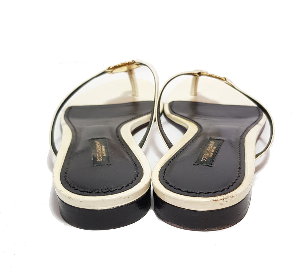 Dolce & Gabbana White 'Heritage' Thong Sandals | Pre Loved |