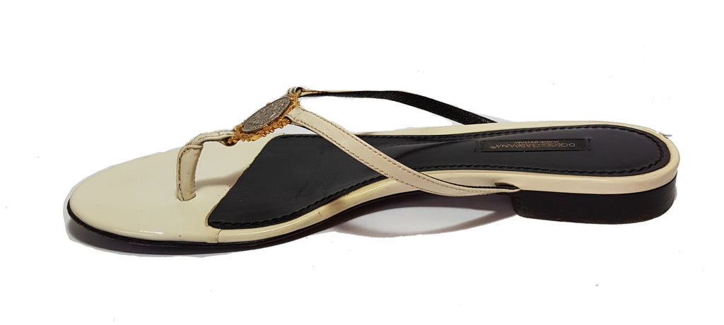 Dolce & Gabbana White 'Heritage' Thong Sandals | Pre Loved |