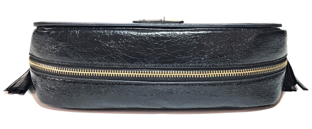 DUNE Black Faux Leather & Gold Chain Shoulder Bag | Gently Used |