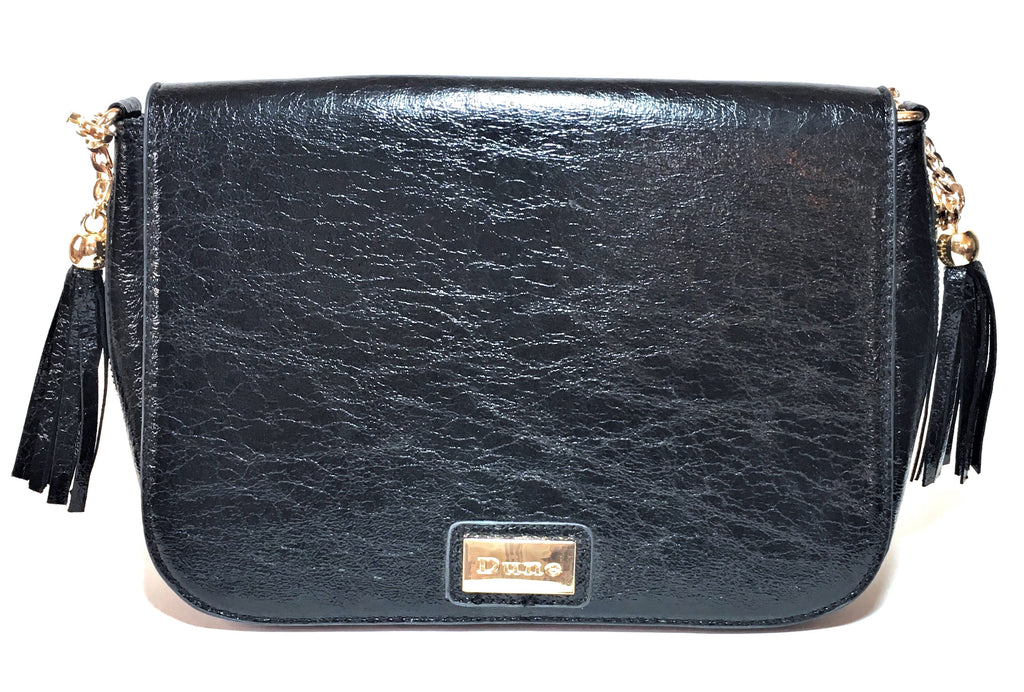 DUNE Black Faux Leather & Gold Chain Shoulder Bag | Gently Used |