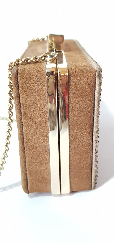 DUNE Brown Rhinestone Box Clutch | Pre Loved |