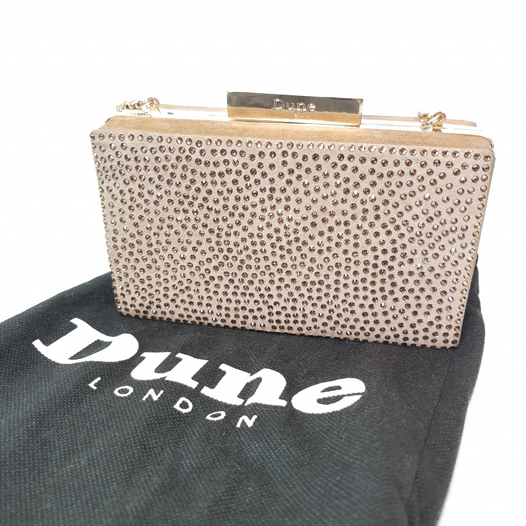 DUNE Brown Rhinestone Box Clutch | Pre Loved |