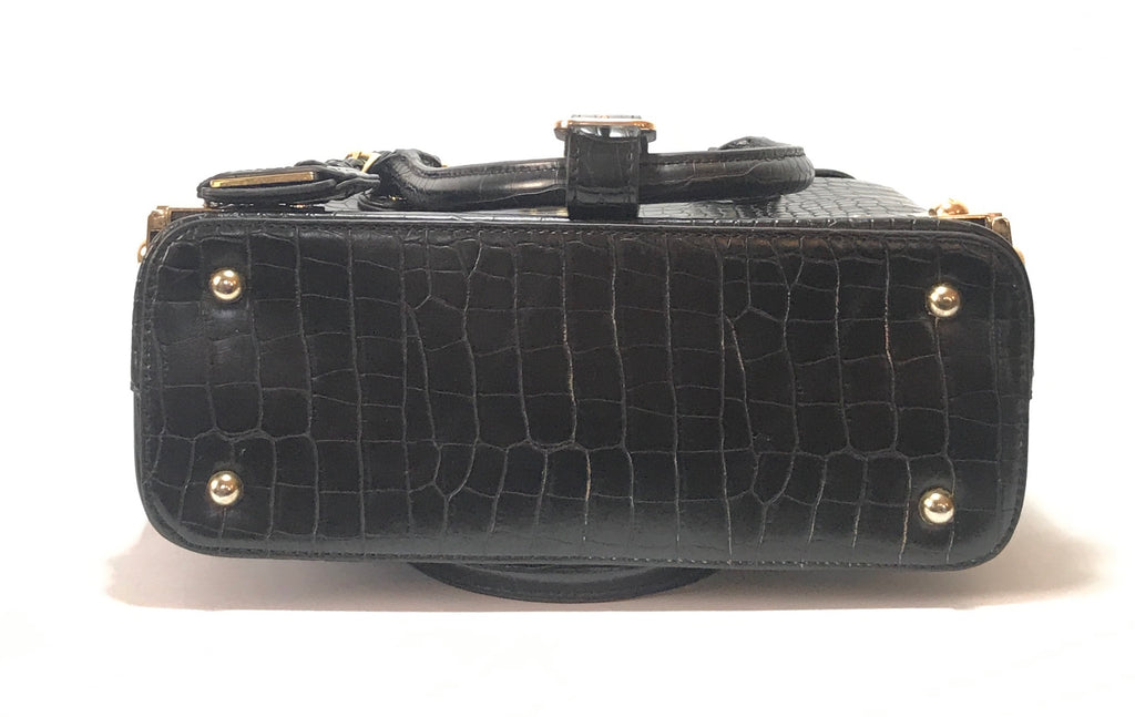 DUNE Croc Print Rectangular Leather Box Tote | Pre Loved |