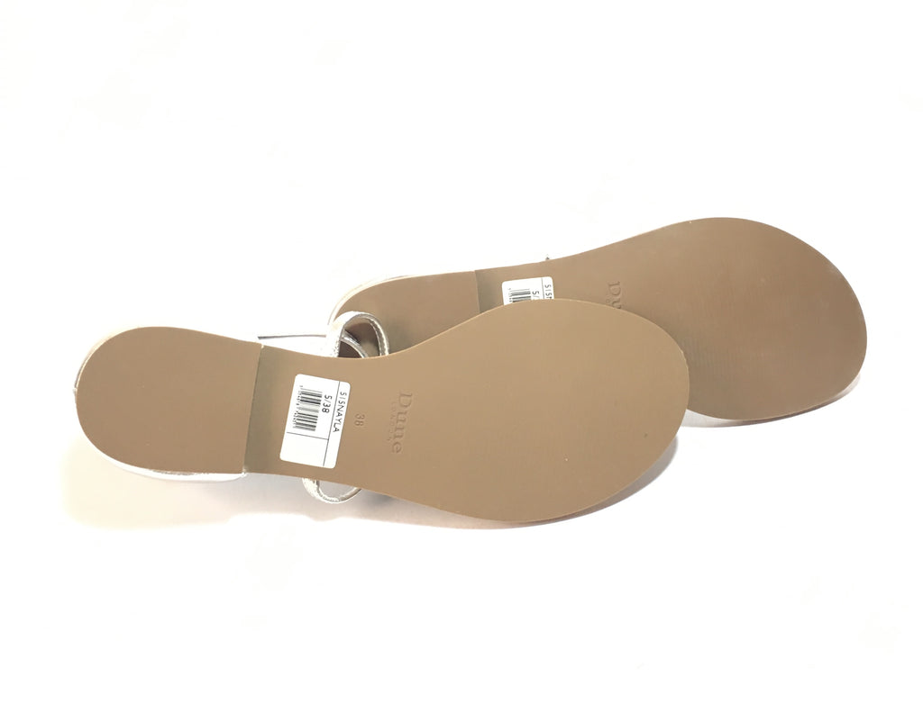 DUNE Silver Metallic Jeweled Flat Sandals | Brand New |