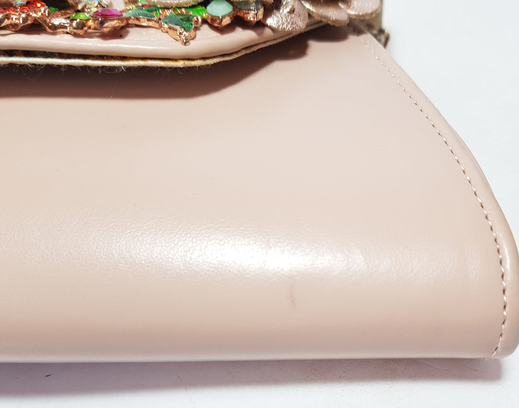 Dune Nude Pink Rhinestone & Leather Clutch Bag | Gently Used |