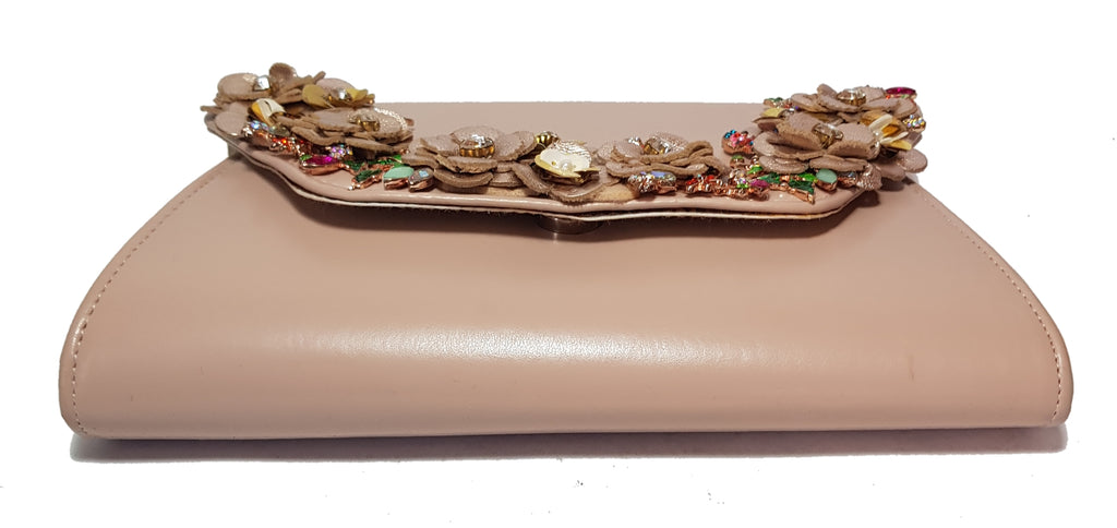 Dune Nude Pink Rhinestone & Leather Clutch Bag | Gently Used |