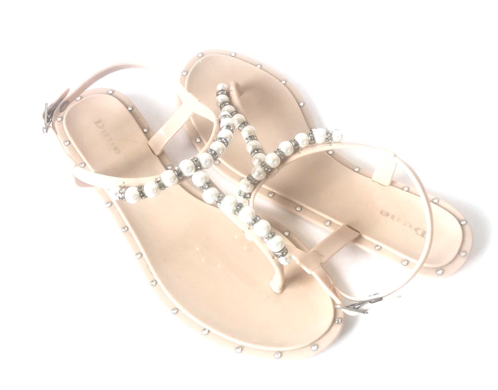 DUNE Pearl & Crystal Jelly Thong Sandals | Pre Loved |