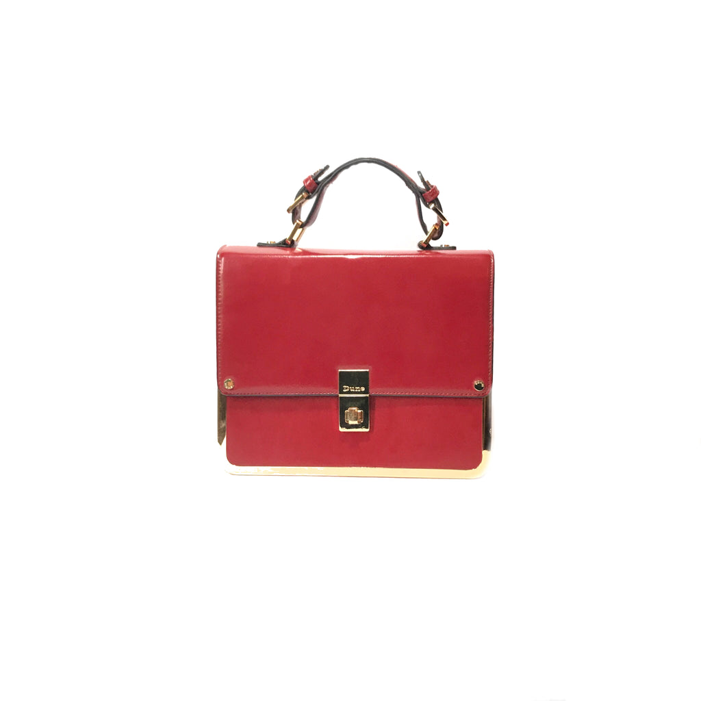 DUNE Red & Gold Leather Tote | Gently Used |