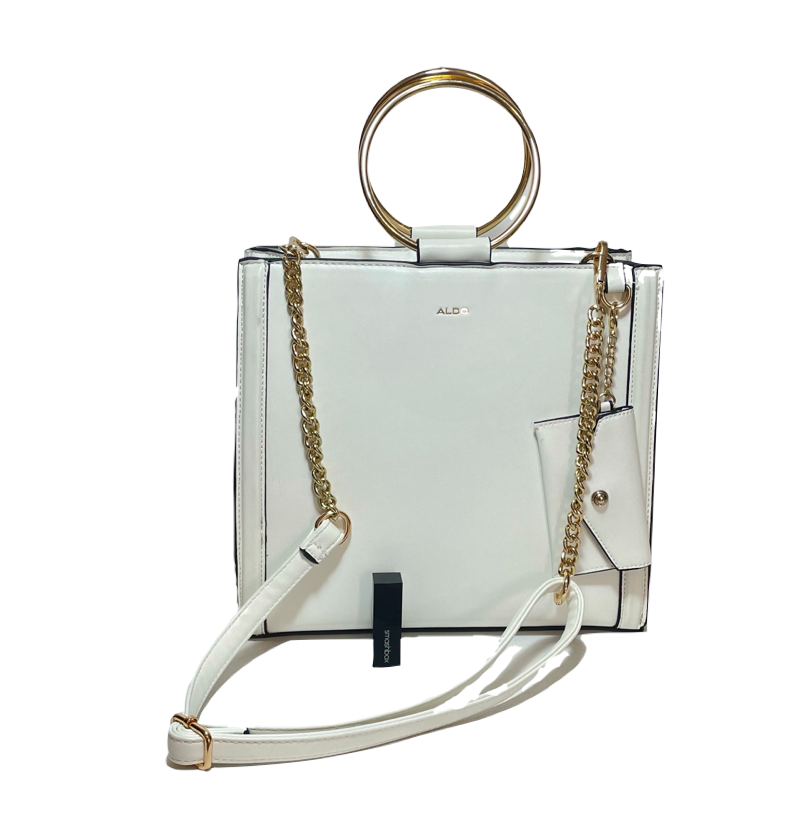 ALDO White & Gold Tote Bag | Gently Used |