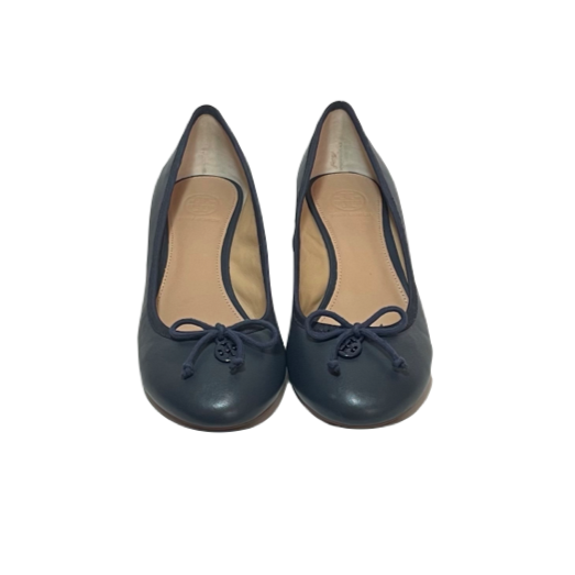 Tory Burch Navy Leather 'Chelsea' Wedges | Gently Used |