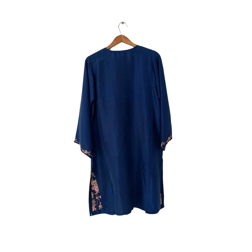 Shamsha Hashwani Blue Embroidered Kurta | Gently Used |