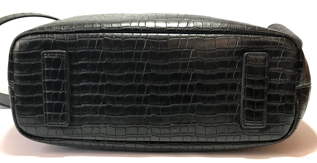 Emporio Armani Black Croc Print Shoulder Bag  | Brand New |