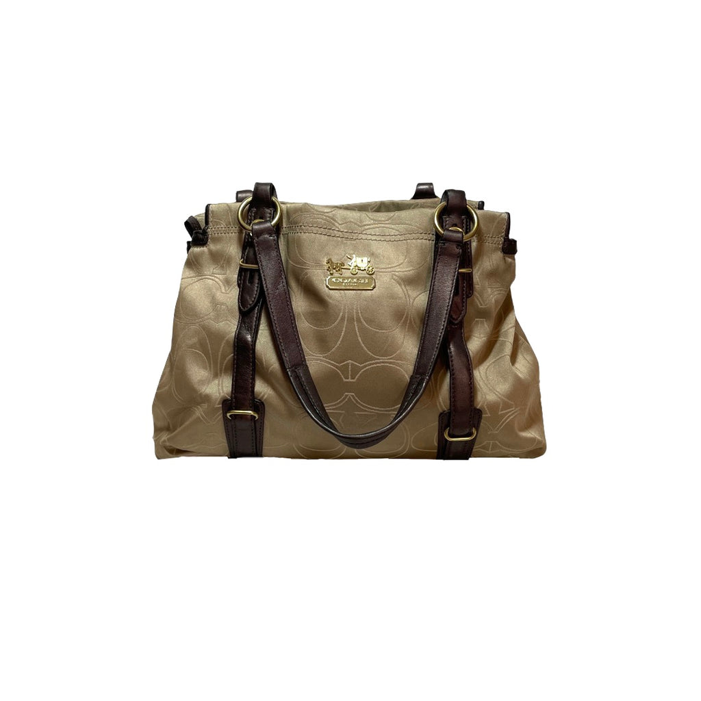 Coach Beige & Bronze Monogram Shoulder Bag | Pre Loved |