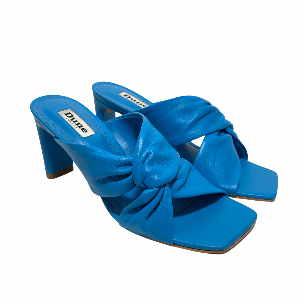 DUNE Magnet Blue Leather Knot Mules | Brand New |