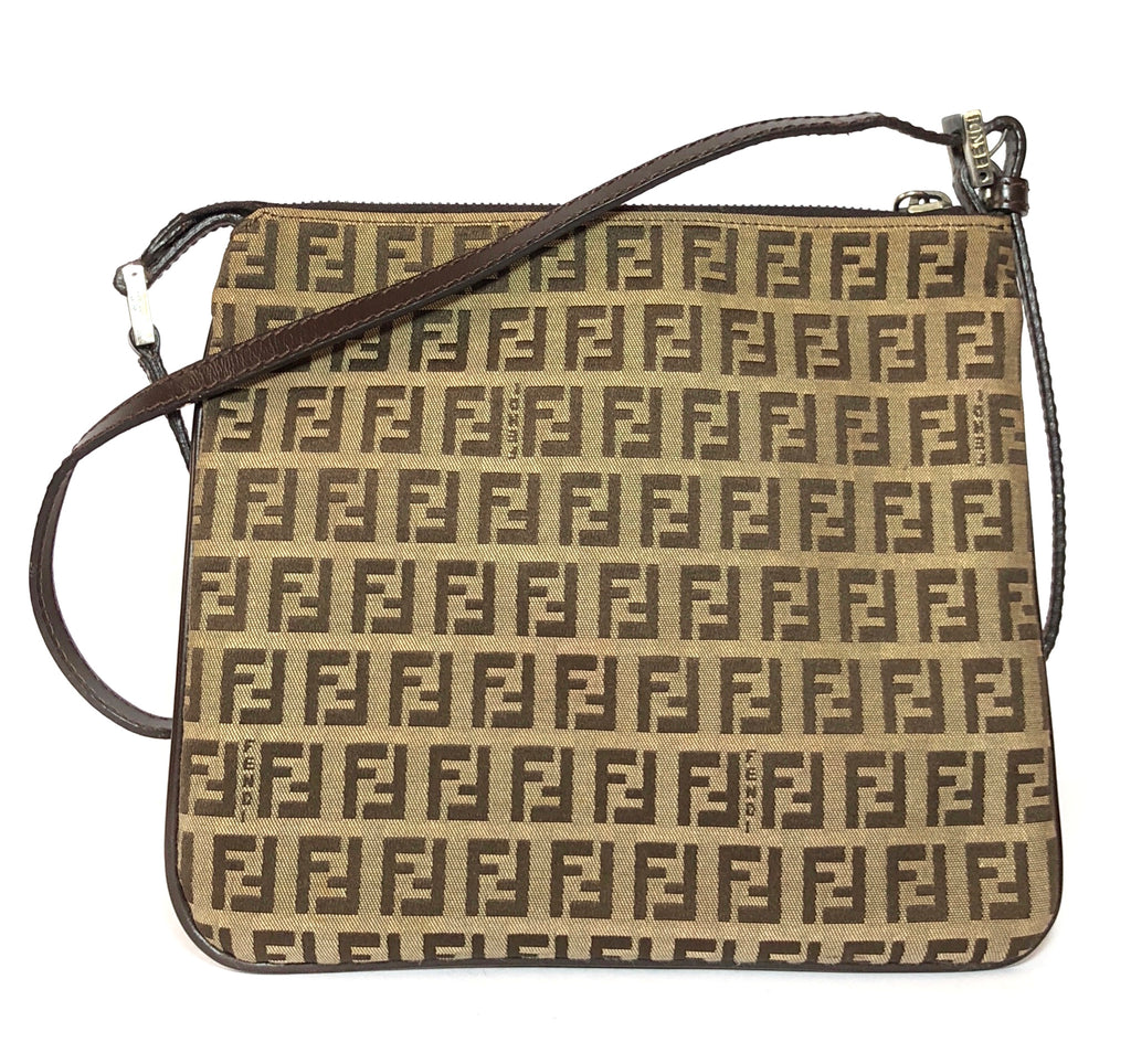 Fendi Vintage Monogram with Leather Trim Small Shoulder Bag | Pre Loved |
