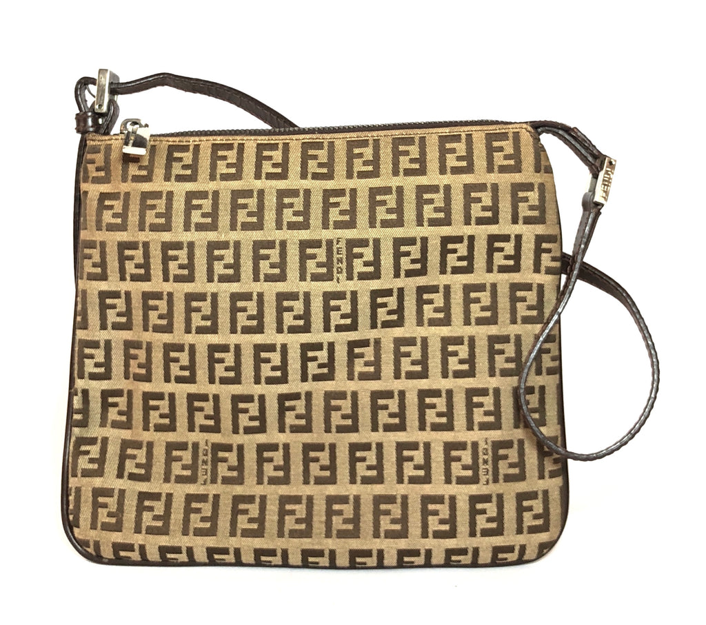 Fendi Vintage Monogram with Leather Trim Small Shoulder Bag | Pre Loved |