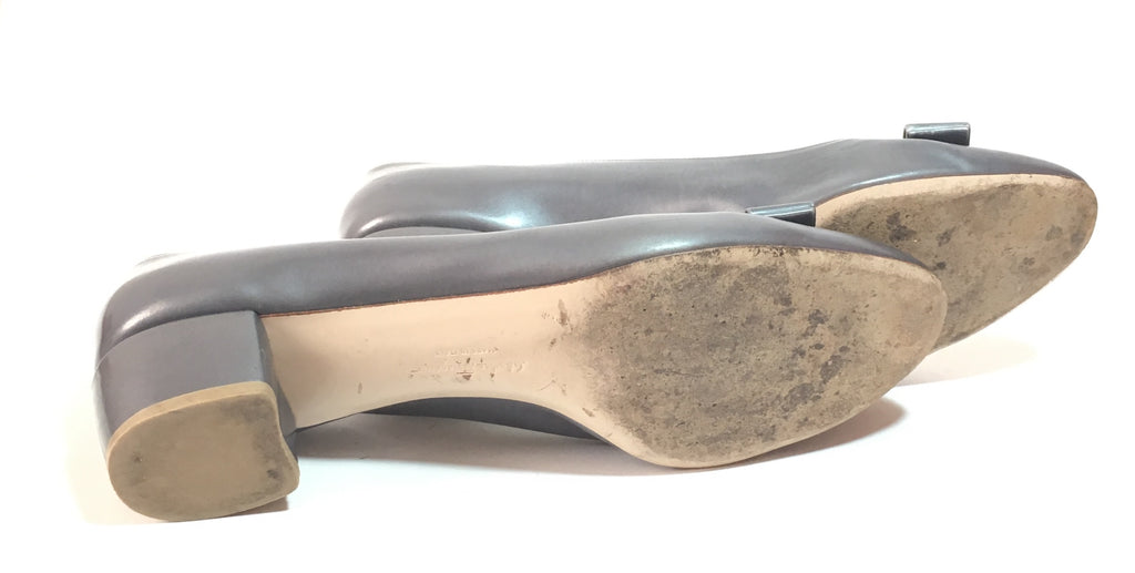 Salvatore Ferragamo 'Vera' Grey Patent Leather Pumps | Pre Loved |
