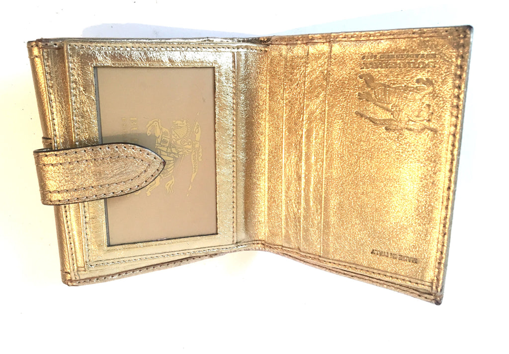 Burberry Haymarket Check & Gold Leather Wallet | Gently Used | - Secret Stash