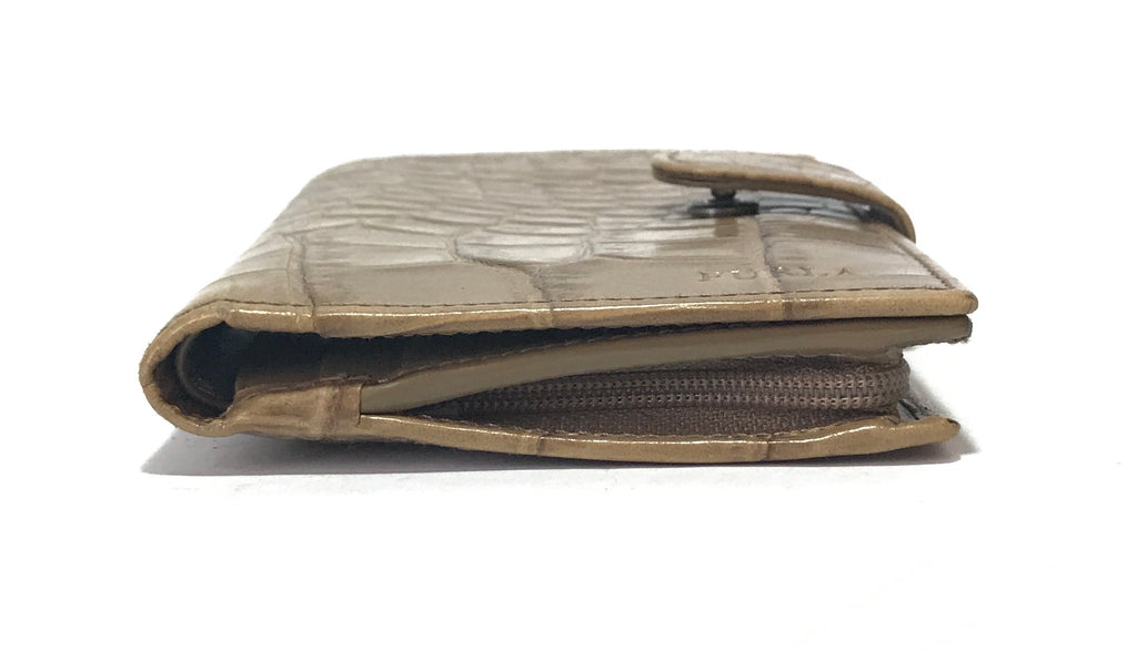 Furla Tan Leather Croc Print Wallet | Gently Used |