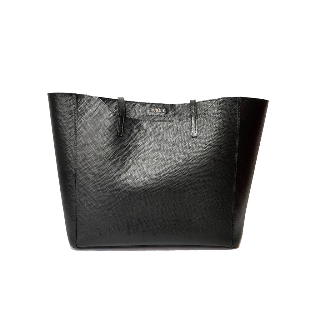 FURLA Black Leather Shopper Tote Bag | Pre Loved |