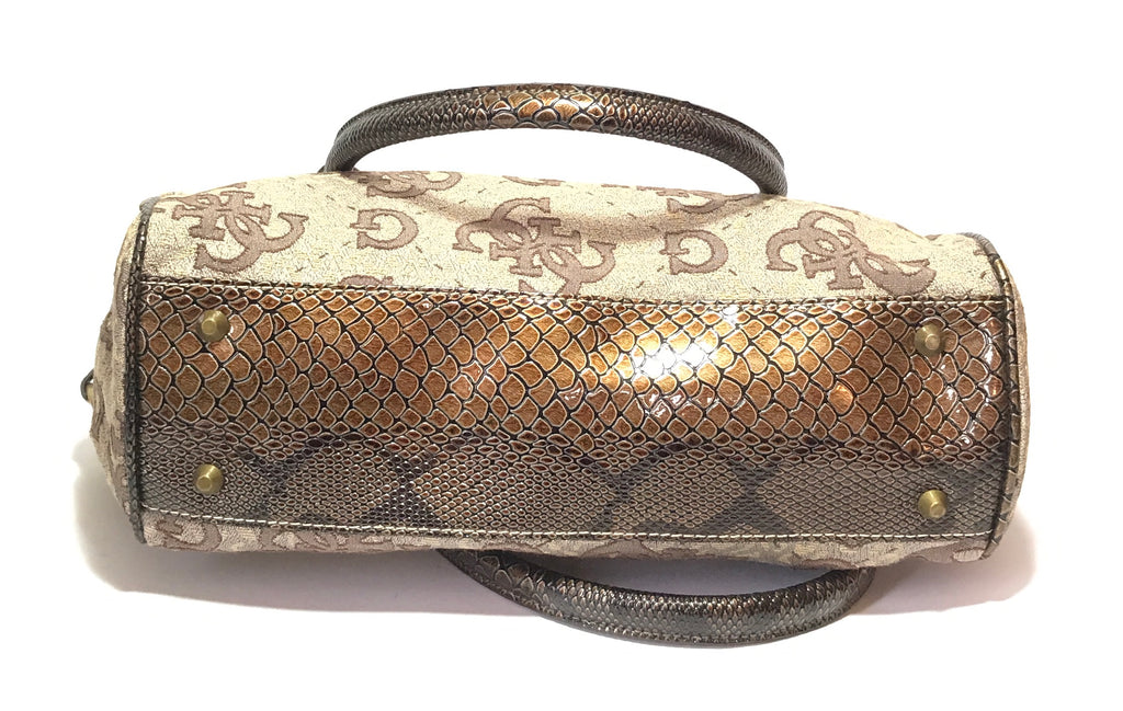 GUESS Beige & Bronze Monogrammed Bag | Gently Used |