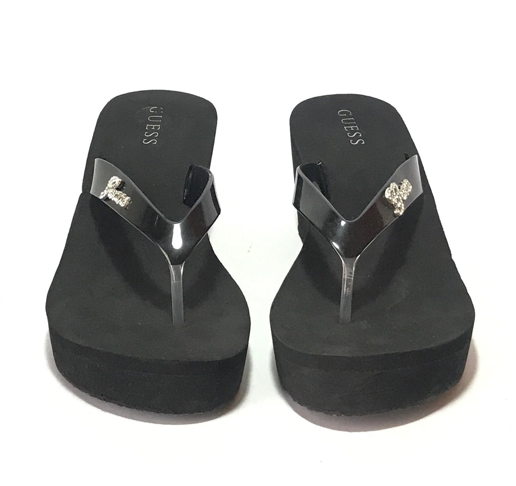 Guess Black Thong Platform Sandals | Gently Used |