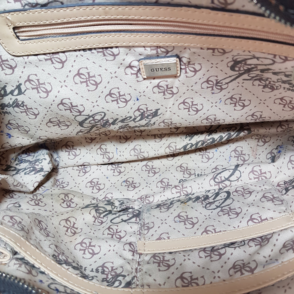 Guess Monogram Coated Canvas Brown Tote | Pre Loved |