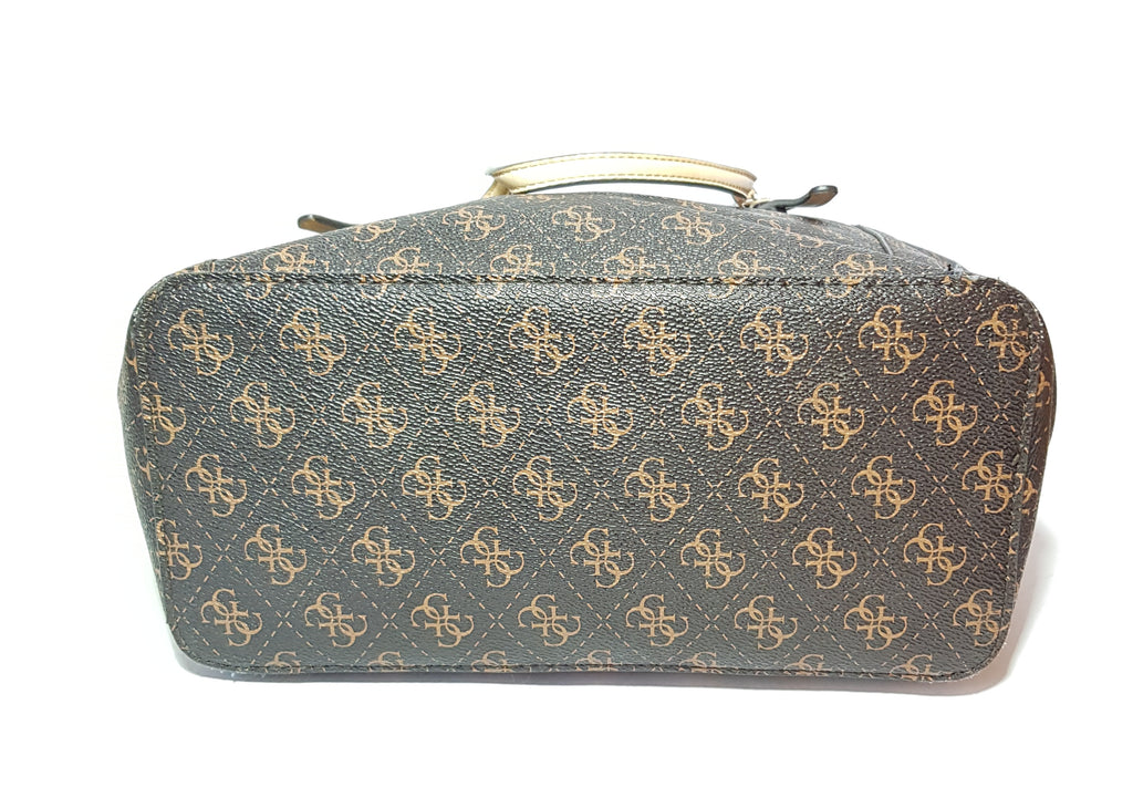 Guess Monogram Coated Canvas Brown Tote | Pre Loved |