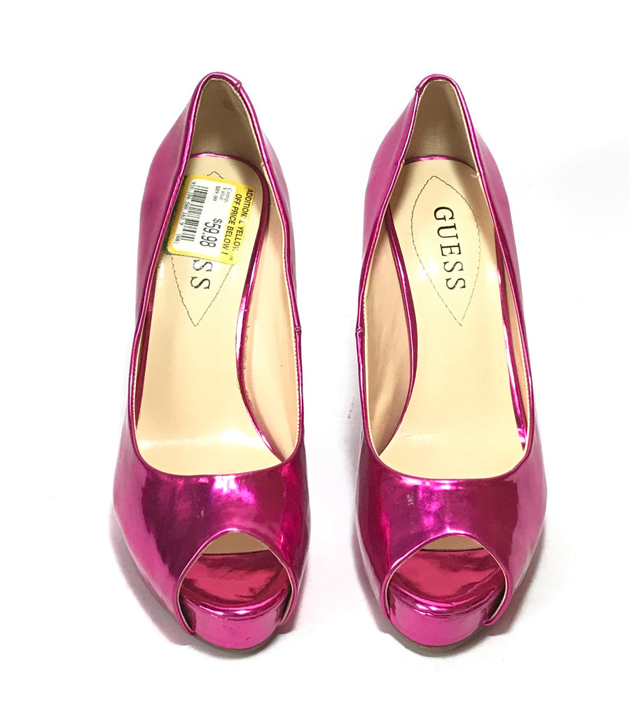 Guess Fuchsia Pink Peep-Toe Heels | Like New |