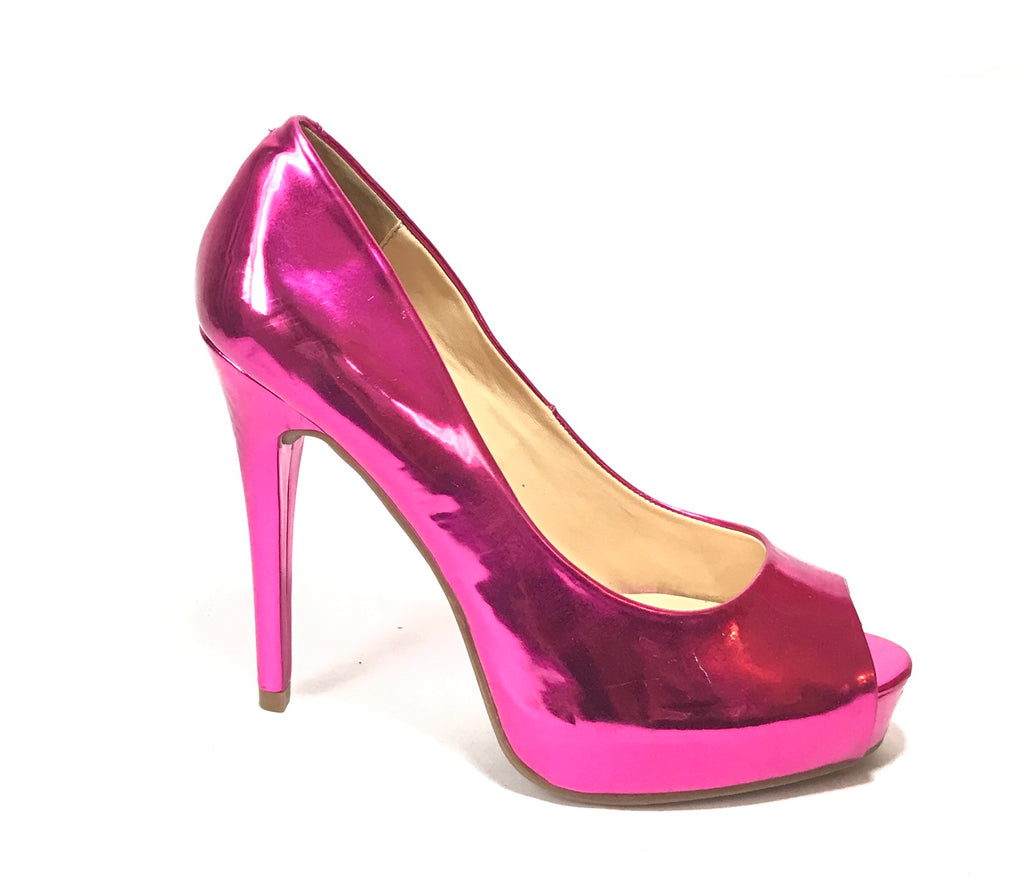 Guess Fuchsia Pink Peep-Toe Heels | Like New |