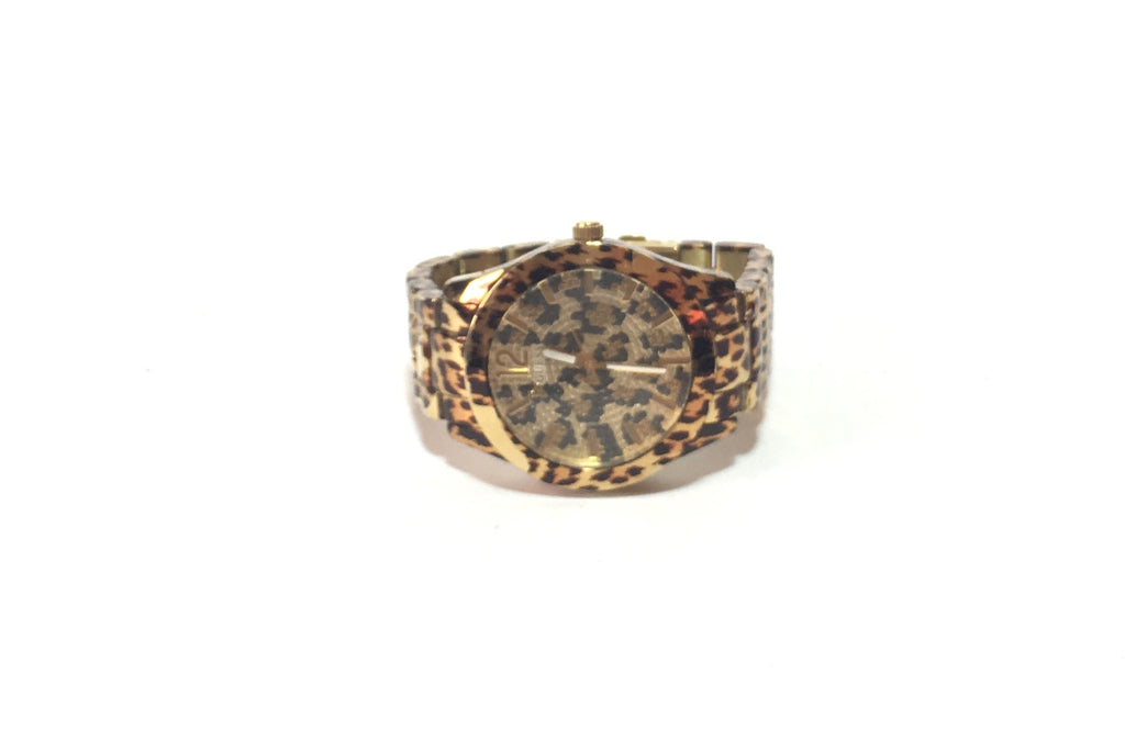 GUESS Leopard Print Gold Watch | Pre Loved |